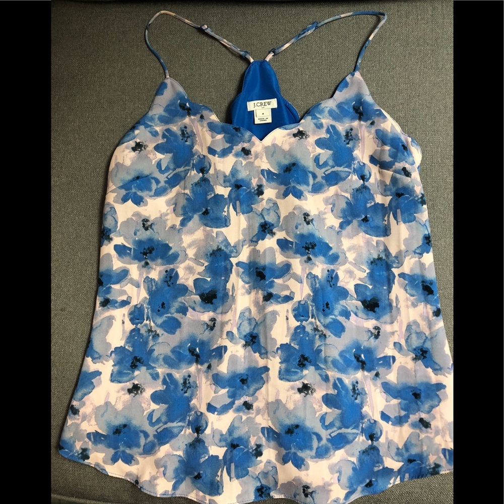 J Crew Scalloped Blue Floral Cami Tank 4 S Small